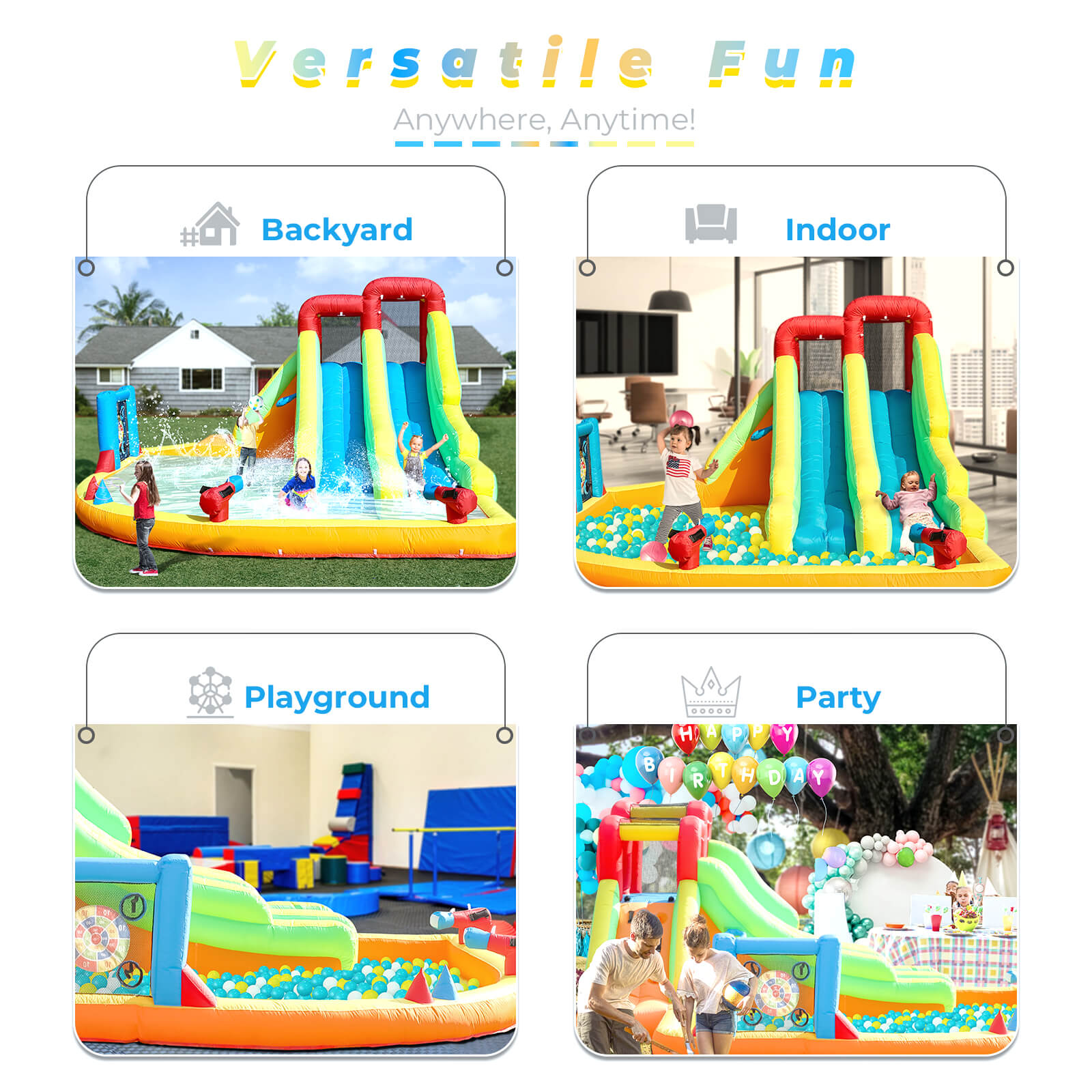 15ft Inflatable Bounce House with Dual Slide Wet Dry Pool for Kids Bouncinlife