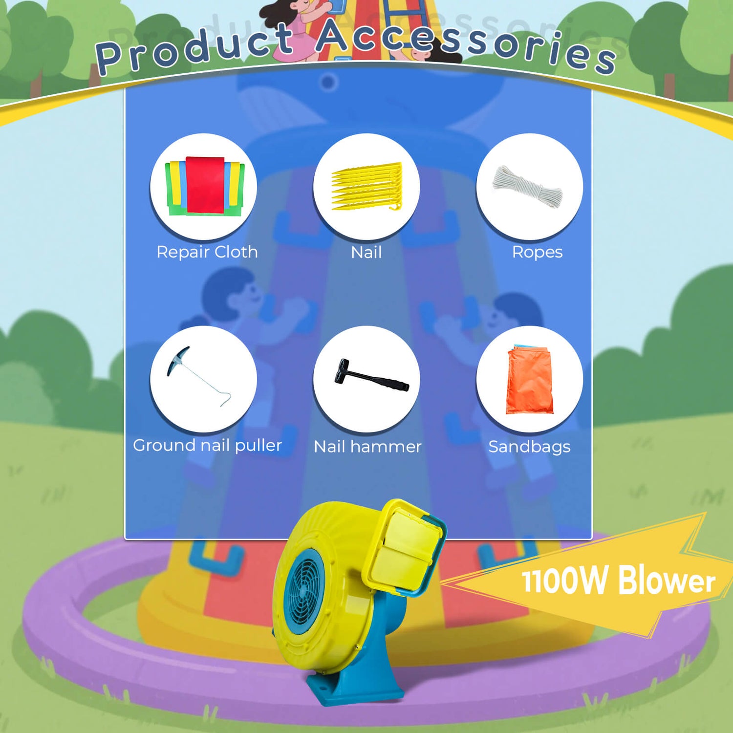 12ft Tower Inflatable Climbing Wall for Kids with Blower - Fall Protection & Safety Rope Bouncinlife