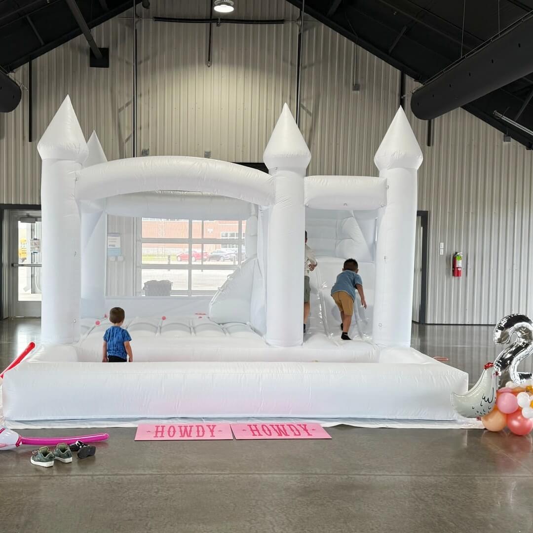 13ft Commercial White Bounce House for Kids White Jumping Castle with Slide & Ball Pool for Biday Backyard Toys Bouncinlife