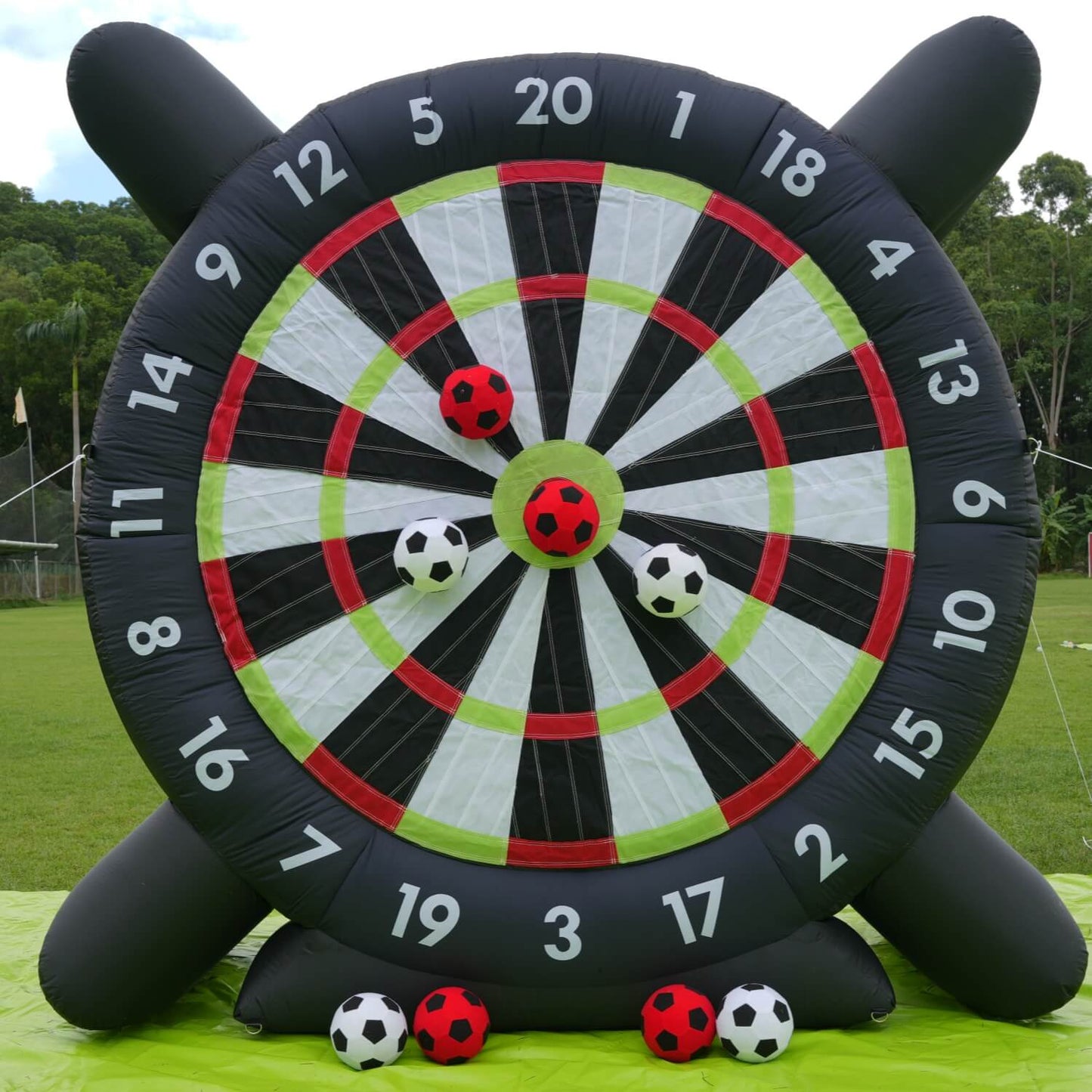 12FT Inflatable Soccer Dart Board Kick Dart Board 8Pcs Soccer Balls & Blower Target Games Bouncinlife
