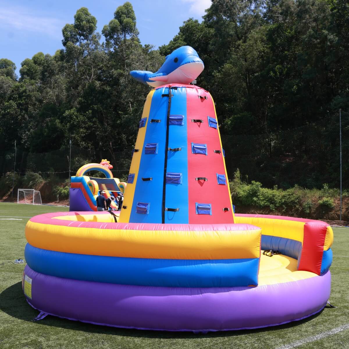 NEW! Inflatable Dolphin Rock Climbing Wall 12ft Tall Bouncinlife