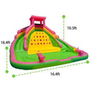 Bouncinlife Inflatable Water Park for Kids 16ft Pvc Waterslide Jumper Double Lane Water Jumping Castle Inflatable Splash Pool for Outdoor Water Play