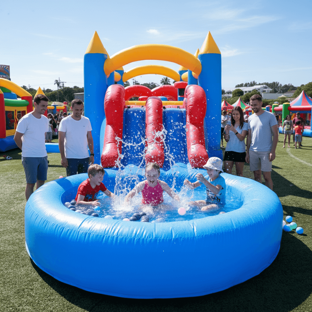 30ft Bounce House Obstacle Course with Slide Pool & Blower Bouncinlife