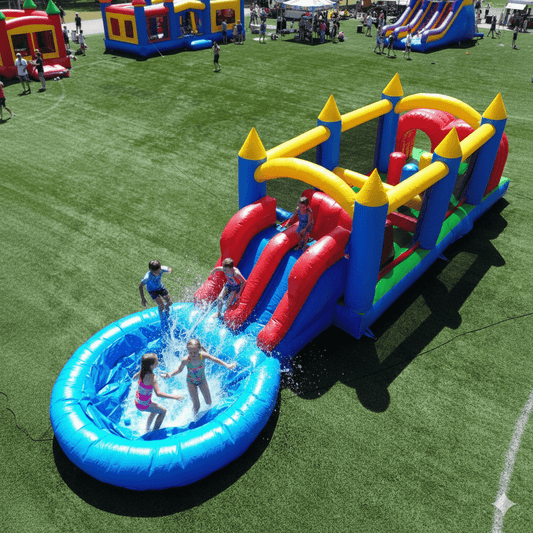 30ft Bounce House Obstacle Course with Slide Pool & Blower Bouncinlife