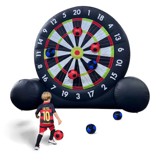Bouncinlife 12FT Giant Soccer Darts Board Game Inflatable Football Velcro Darts for Outdoor Carnival Sport Target Games in Backyard with 8 Sticky Ball