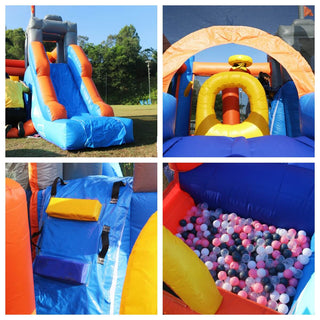 Bouncinlife Inflatable Commercial Large Bounce Jumping House 16FT with Slide PVC Blow Up Party Castle Inflatable Trampoline with Blower