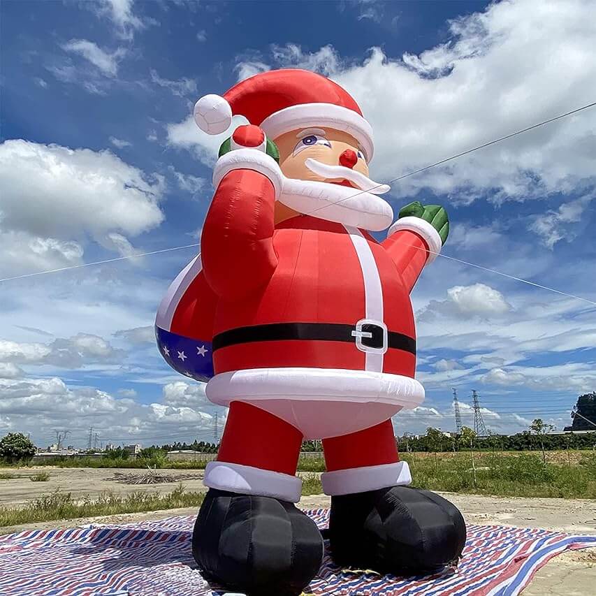 33ft/10m Christmas Inflatable Santa Claus with Blower Flat Gift Bag Giant Christmas Inflatable Santa