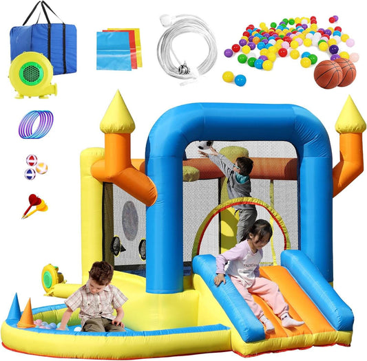 10ft Multi-Fun Bounce House with Target Toss, Ring Throw & Ball Pit – Perfect for Toddlers 1+ Bouncinlife