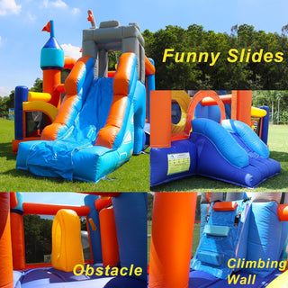 Bouncinlife Inflatable Commercial Large Bounce Jumping House 16FT with Slide PVC Blow Up Party Castle Inflatable Trampoline with Blower