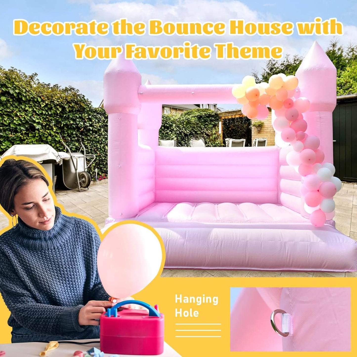 Pink Bounce House for Adults Kids 13.5ft Commercial Grade Jumping Castle with 750W Powerul Blower