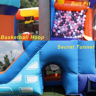 Bouncinlife Inflatable Commercial Large Bounce Jumping House 16FT with Slide PVC Blow Up Party Castle Inflatable Trampoline with Blower