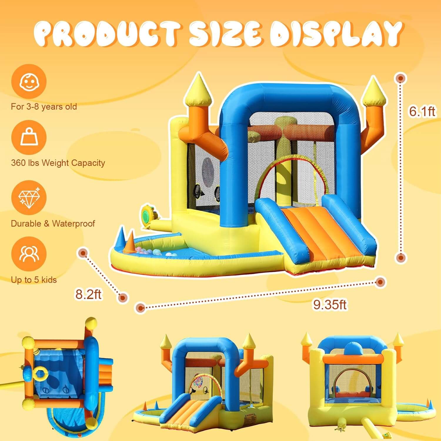 10ft Multi-Fun Bounce House with Target Toss, Ring Throw & Ball Pit – Perfect for Toddlers 1+ Bouncinlife