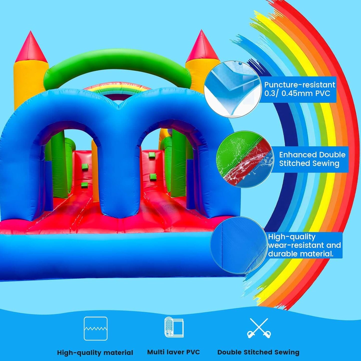 25' Bounce Obstacle Course Inflatable Water Obstacle Course with Slide Wet Dry Pool Interactive Games