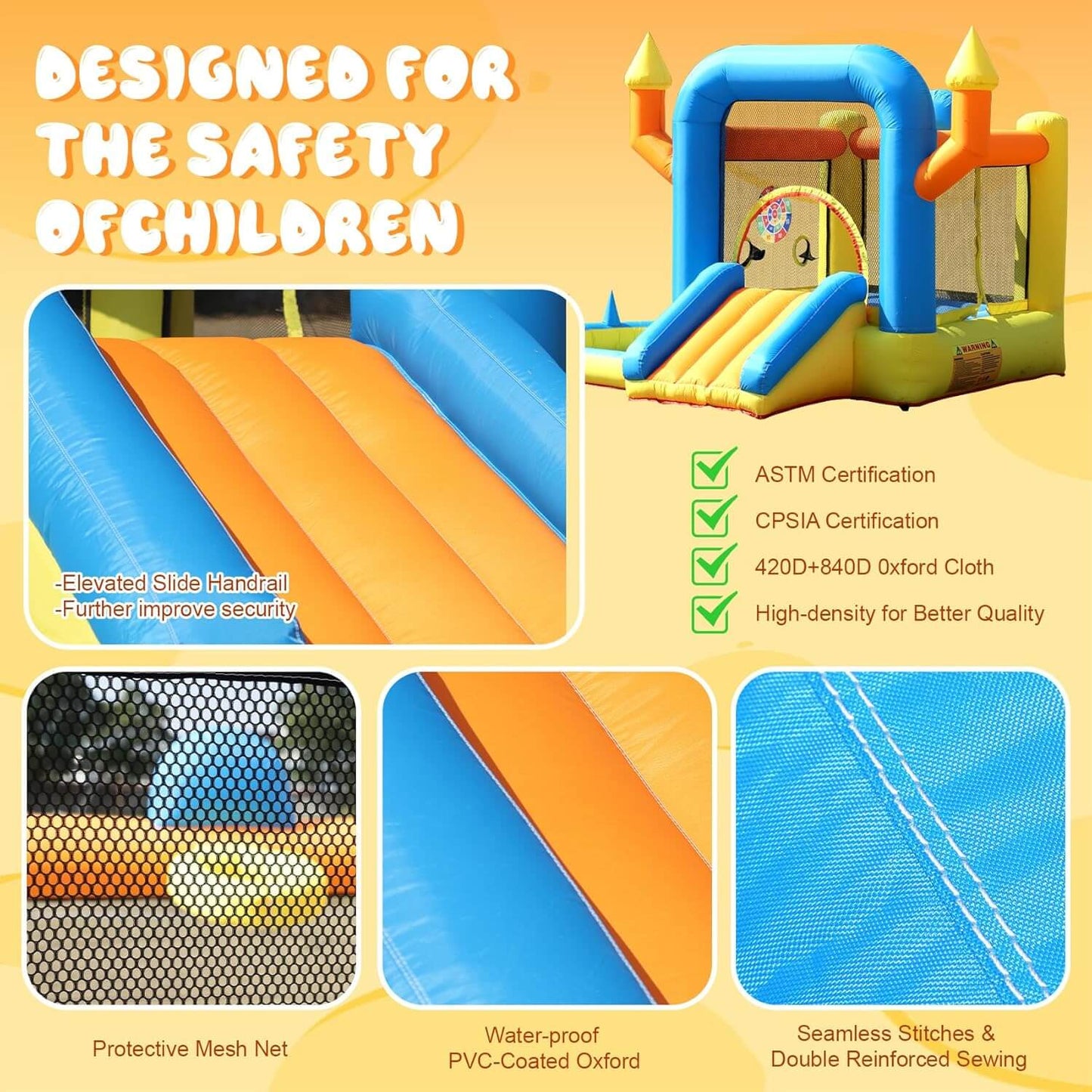 10ft Multi-Fun Bounce House with Target Toss, Ring Throw & Ball Pit – Perfect for Toddlers 1+ Bouncinlife