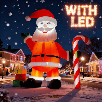 Lighted Christmas Inflatable Santa Claus Built-in LED Light 26/33ft Bouncinlife