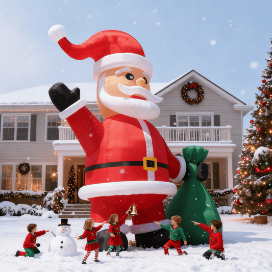 Giant Inflatable Santa Christmas Outdoor Decor with Green Gift Bag 20/26/33/40ft Bouncinlife