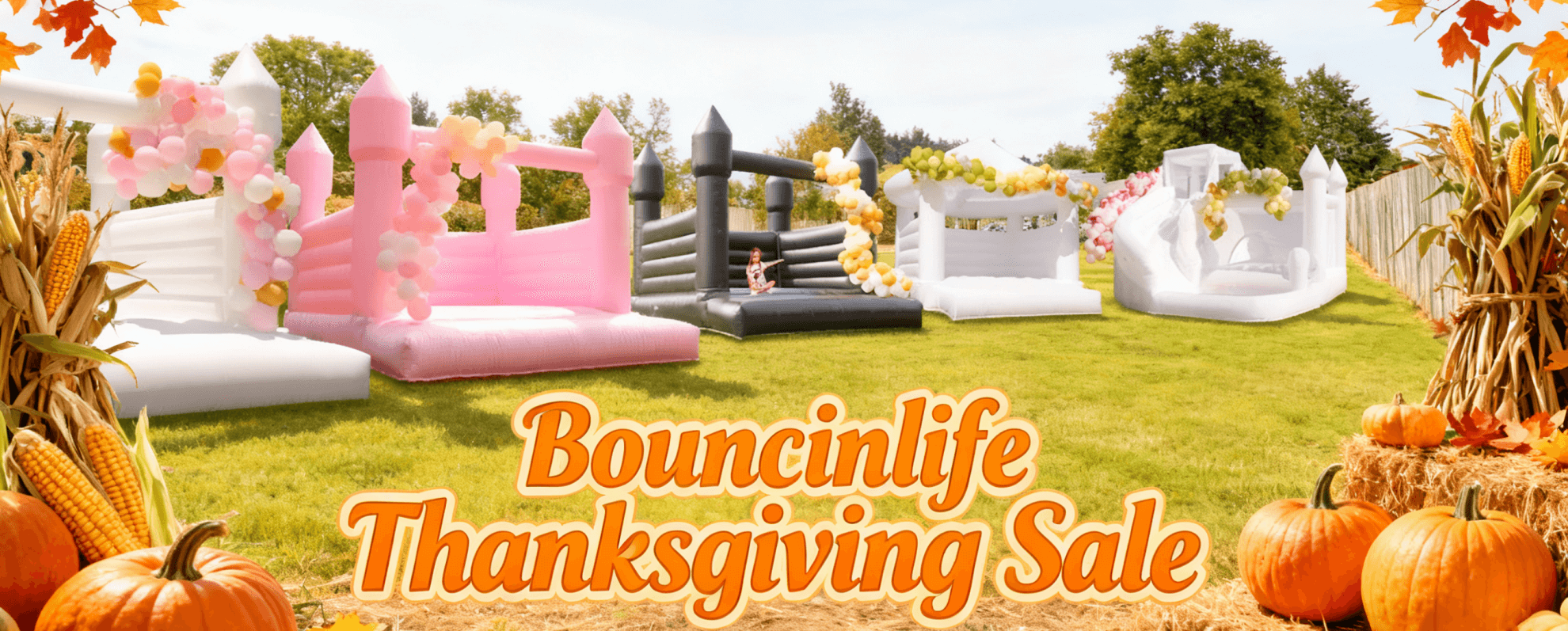 Inflatable bounce house for Thanksgiving Yard