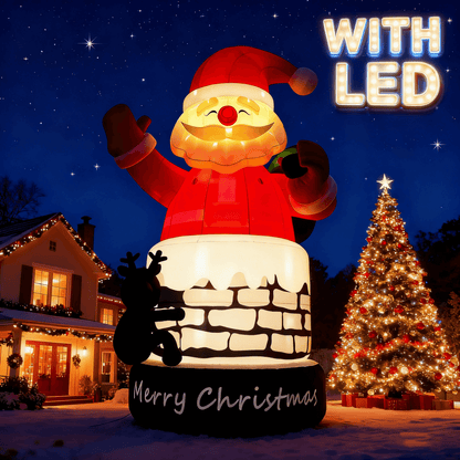 Lighted Christmas Inflatable Santa Built-in LED Light 26/33ft Bouncinlife