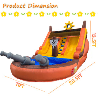 Bouncinlife 21'Pirate Commercial Grade Bounce House Water Slide for Kids and Adults (with Blower), Wet Dry Combo, Big Inflatable, Birthday Party Rental, All Seasons