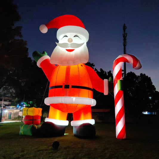 Lighted Christmas Inflatables Santa Claus Built-in LED Light and Blower 33ft/10m Bouncinlife