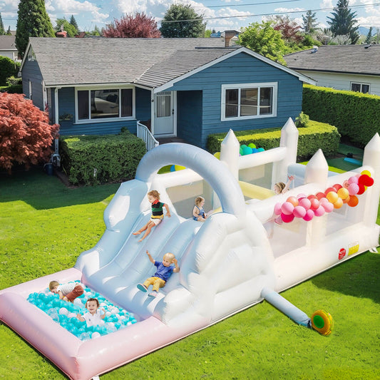 25FT Inflatable Obstacle Course Bounce House for Kids Adults, Large Bounce House for Big Kids 1100W Blower