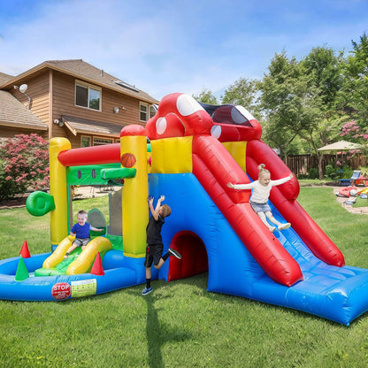 Kids Inflatable Bounce House with 18ft Jumping House Commercial-grade PVC Home Interactive Inflatable Games