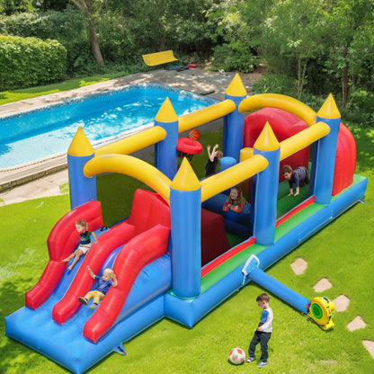 24' Inflatable Obstacle Course Bounce House Inflatable Slide for Kids Adults/with 1100w Blower/ 100% PVC Commercial Bounce House with Slide