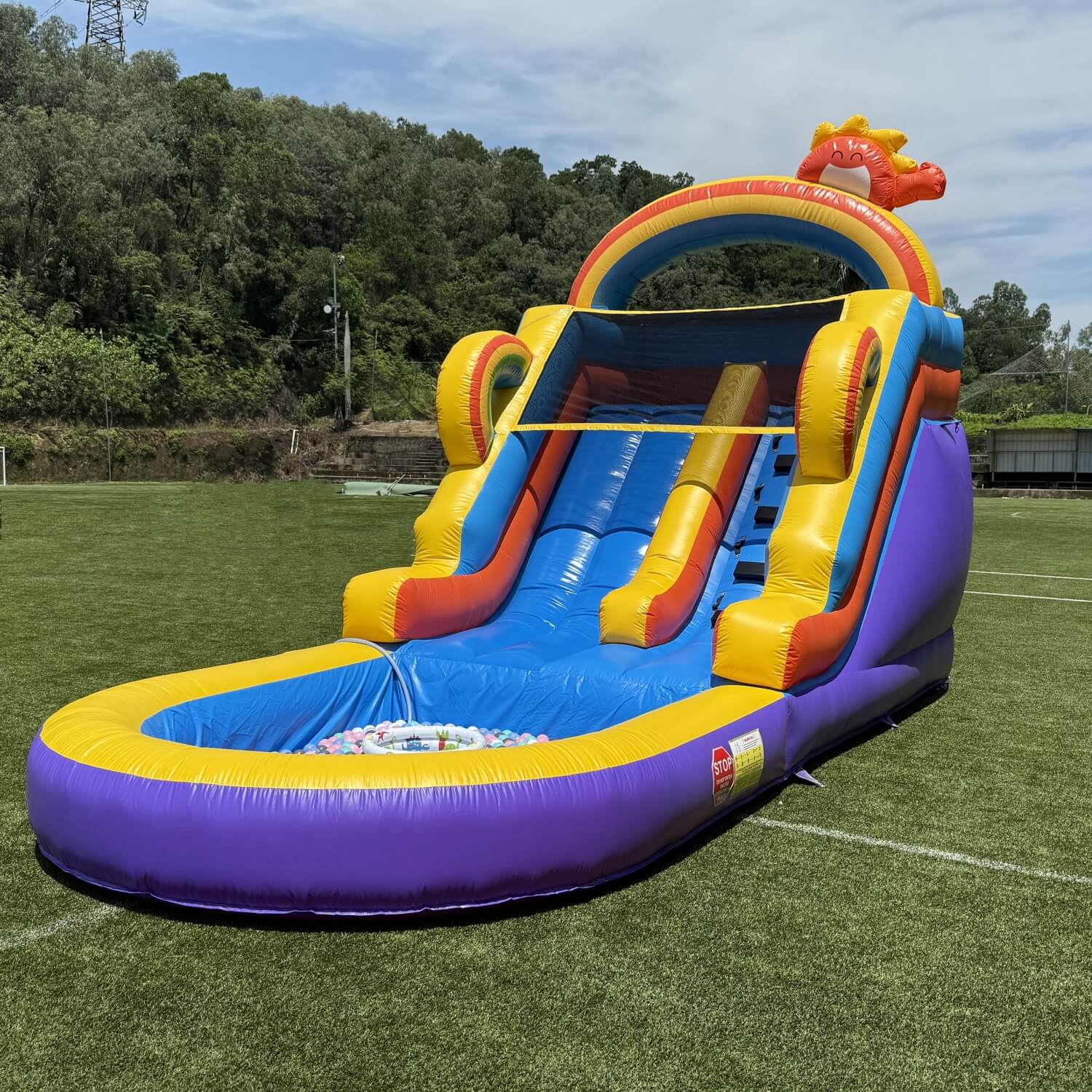 21ft Commercial Rainbow Water Slide Inflatable with Blower Bouncinlife