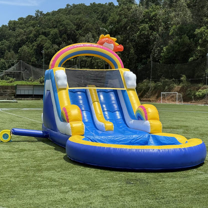 21ft Inflatable Water Slide with Pool - 600lb Capacity Heavy Duty Backyard Slide | 1100W Blower Included Bouncinlife