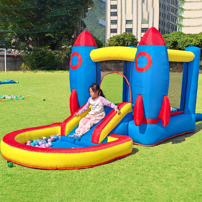 Top-Rated 12ft Rocket-Shaped Kids Bounce House with Blower – Perfect for Toddlers 1+ | Home Play Essential