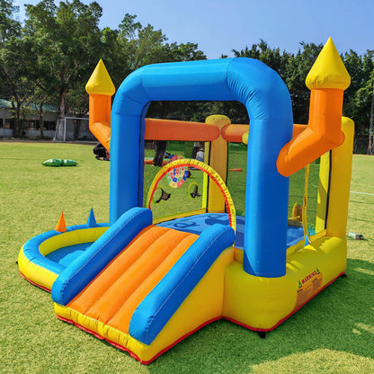 10ft Multi-Fun Bounce House with Target Toss, Ring Throw & Ball Pit – Perfect for Toddlers 1+