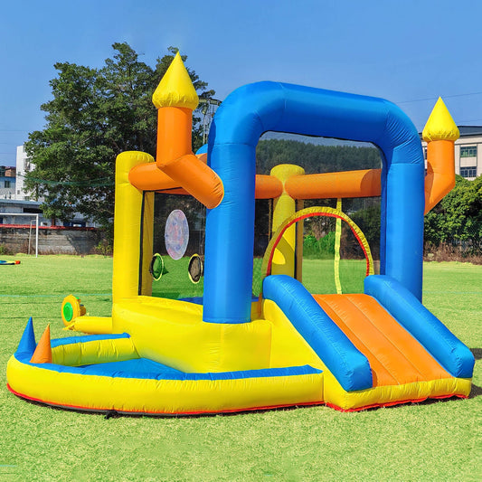 10ft Multi-Fun Bounce House with Target Toss, Ring Throw & Ball Pit – Perfect for Toddlers 1+ Bouncinlife