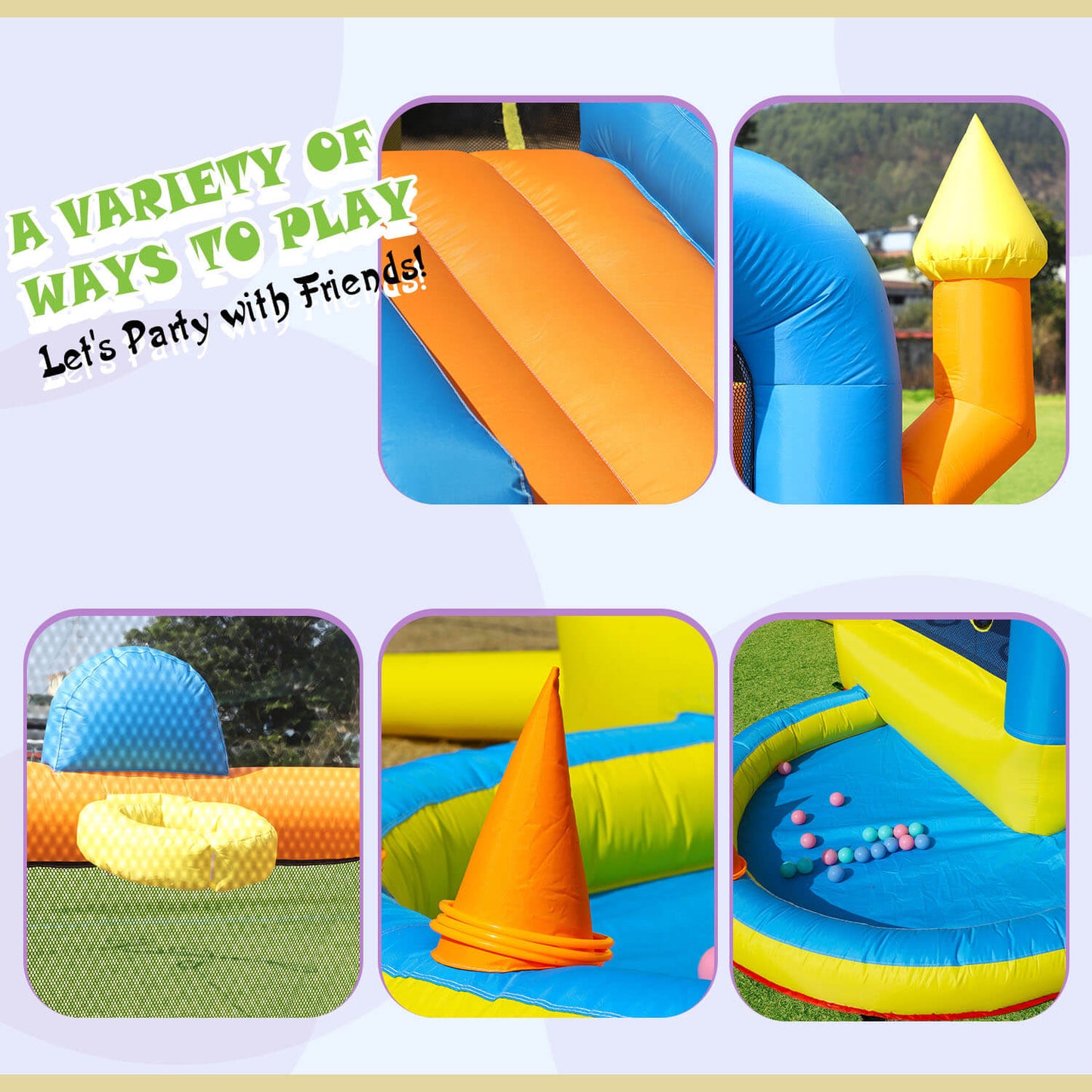 10ft Multi-Fun Bounce House with Target Toss, Ring Throw & Ball Pit – Perfect for Toddlers 1+