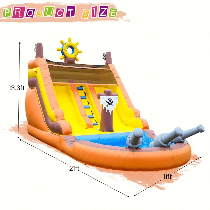 21ft Pirate Commercial Grade Water Slide with Pool for Kids and Adults with Blower