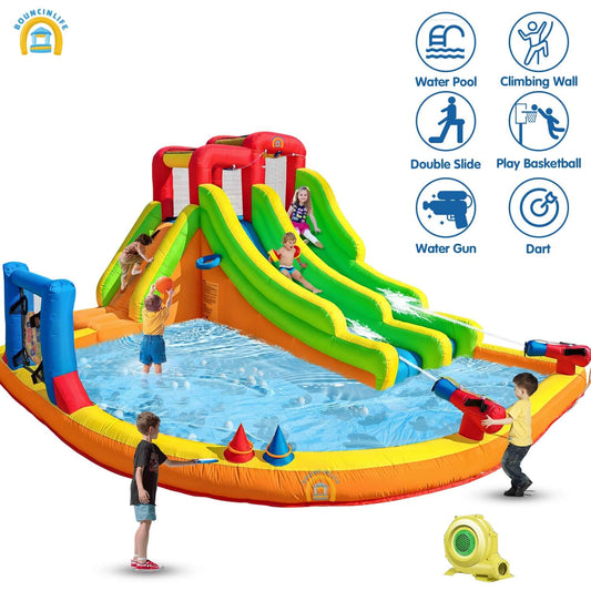 Inflatable Water Slide 15x12FT Dual Slides Water Park Inflatables for Kids