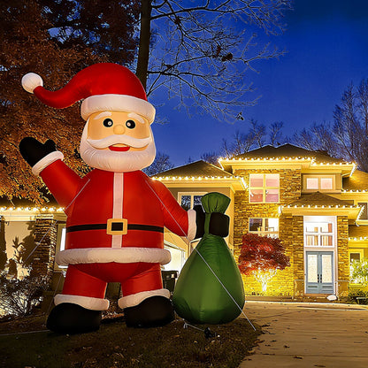 Giant Inflatable Santa Christmas Outdoor Decor with Green Gift Bag 20/26/33/40ft Bouncinlife