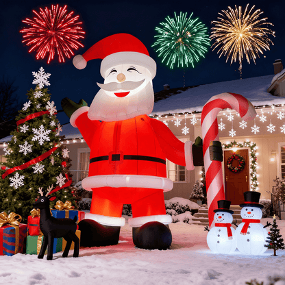 Lighted Christmas Inflatable Santa Claus Built-in LED Light 26/33ft Bouncinlife