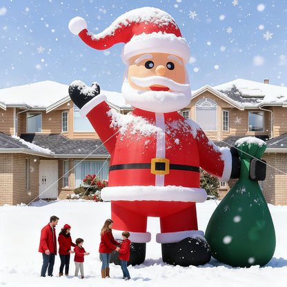 Giant Inflatable Santa Christmas Outdoor Decor with Green Gift Bag 20/26/33/40ft Bouncinlife