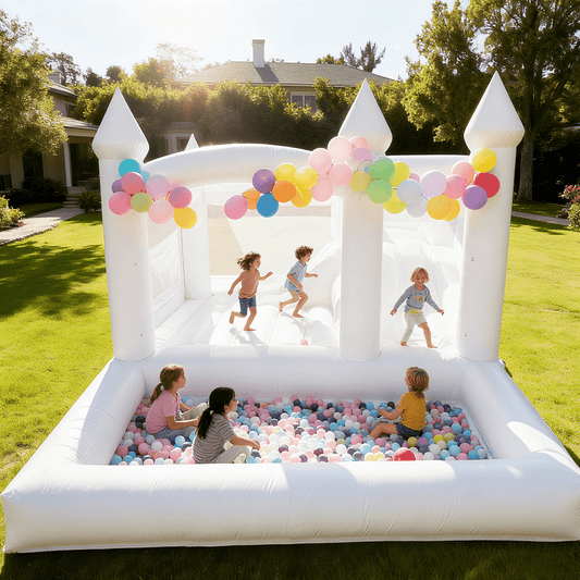 13ft Commercial White Bounce House for Kids White Jumping Castle with Slide & Ball Pool for Biday Backyard Toys Bouncinlife