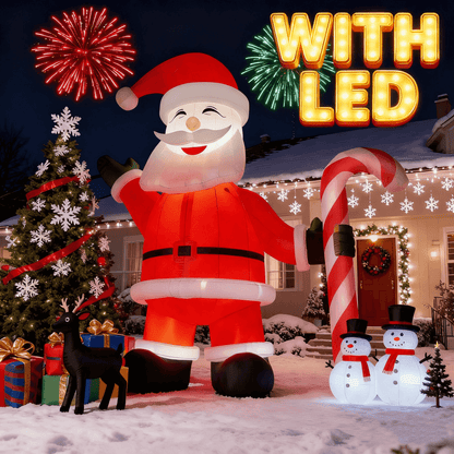 Lighted Christmas Inflatable Santa Claus Built-in LED Light 26/33ft Bouncinlife