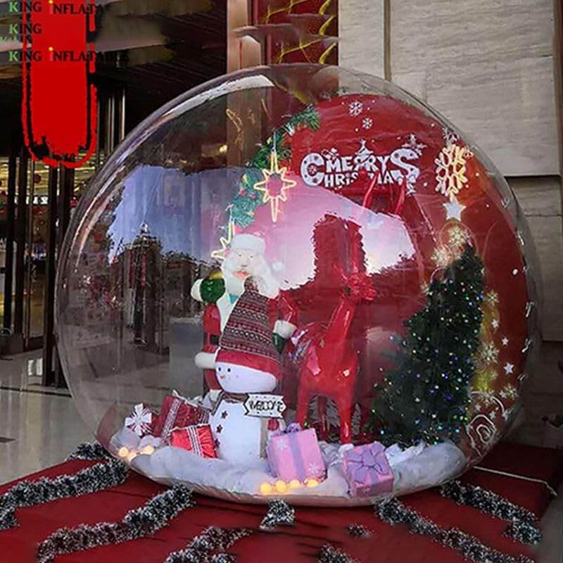 10FT Inflatable Snow Globe Christmas Decorations Giant Transparent Bubble Tent w/250w Blower, Inflatable Bubble Igloo for Outdoor Decor