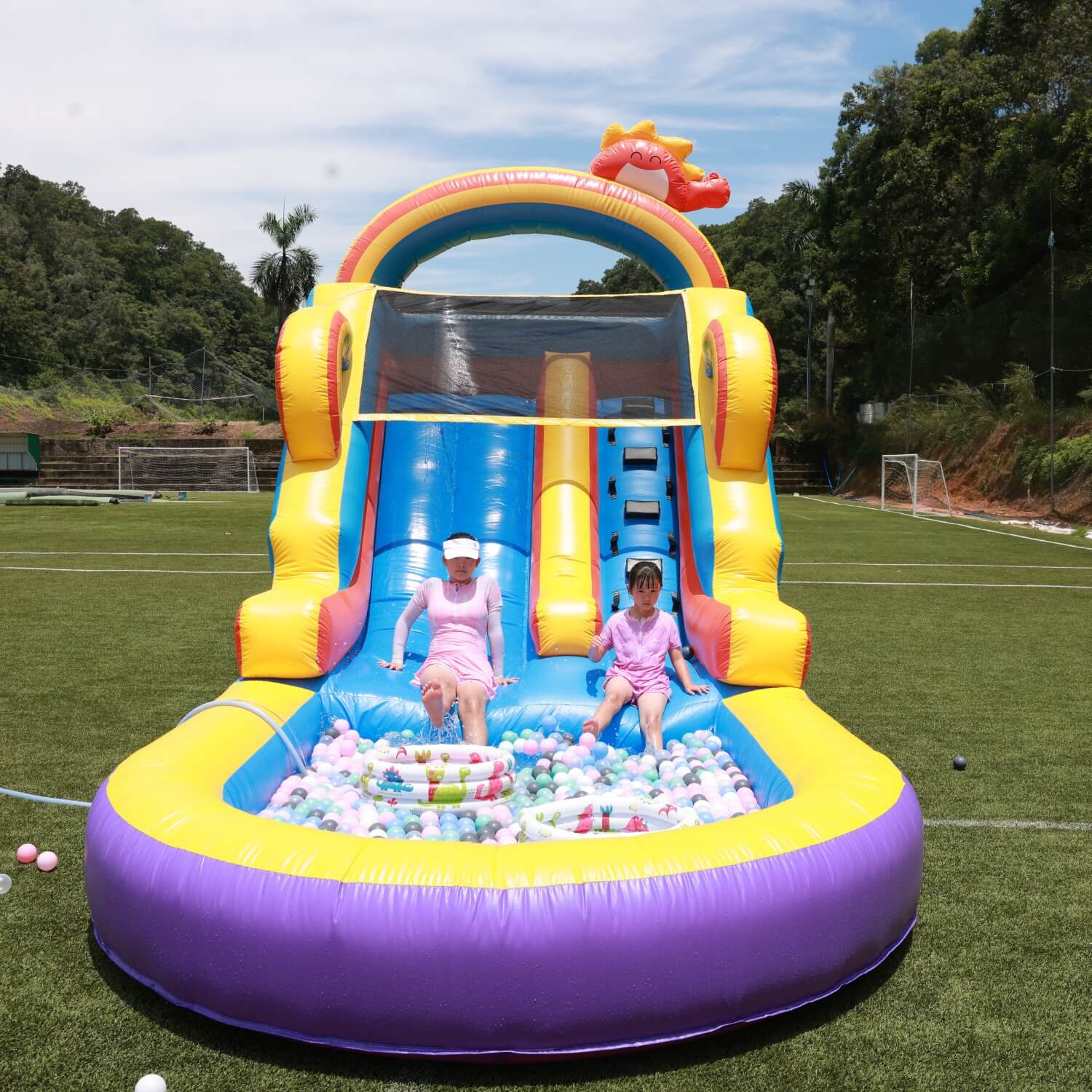 21ft Commercial Rainbow Water Slide Inflatable with Blower Bouncinlife