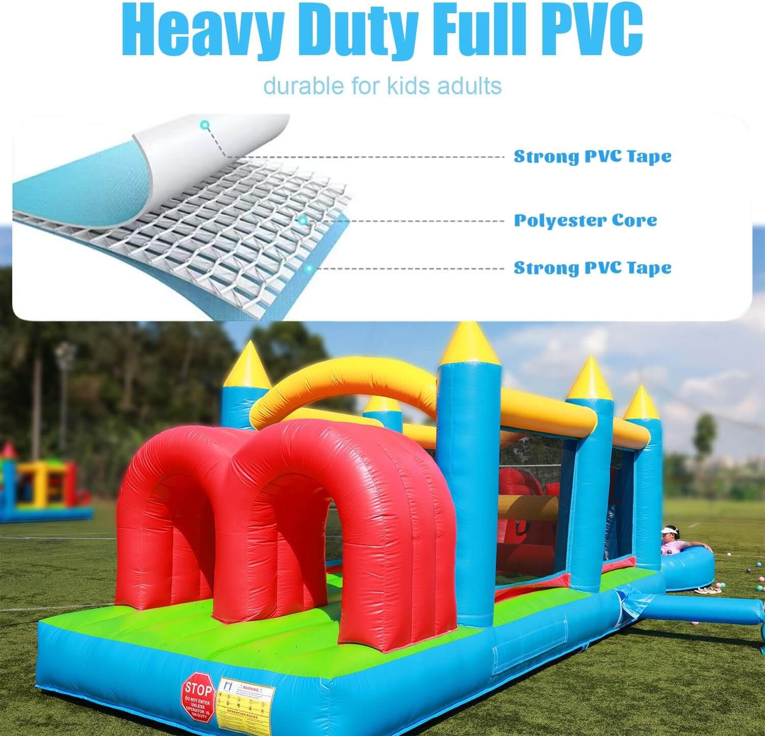 30ft Bounce House Obstacle Course with Slide Pool & Blower Bouncinlife