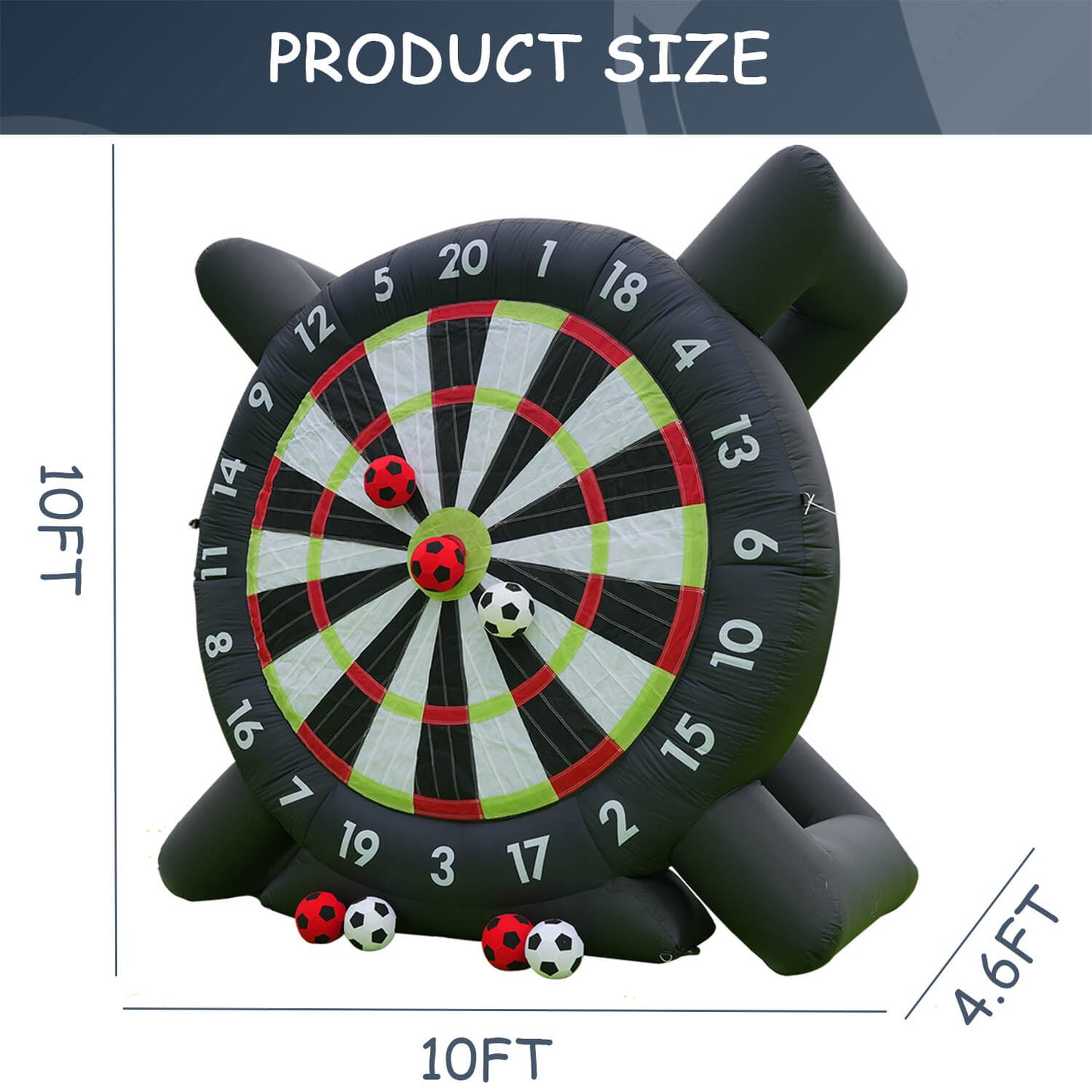 12FT Inflatable Soccer Dart Board Kick Dart Board 8Pcs Soccer Balls & Blower Target Games