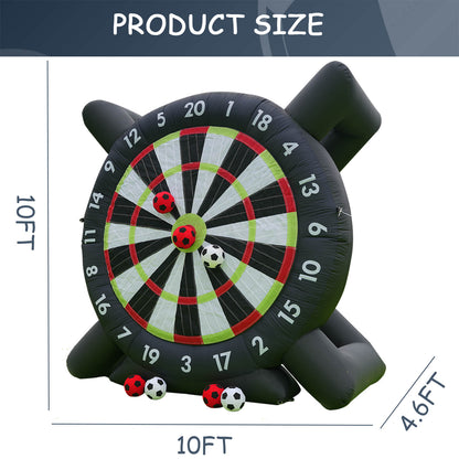 12FT Inflatable Soccer Dart Board Kick Dart Board 8Pcs Soccer Balls & Blower Target Games