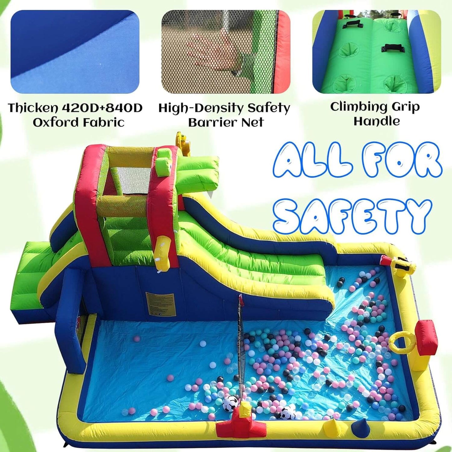 15ft Mini Bounce House with Splash Pool Water Park for Kids with Blower Bouncinlife