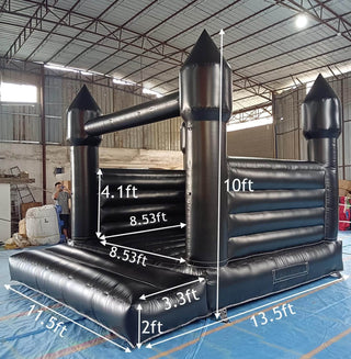 Bouncinlife 13ft Commercial Grade PVC Black Bounce House for Wedding & Black Bouncy Castle for Birthday Party in Backyard with Inflatable Fan