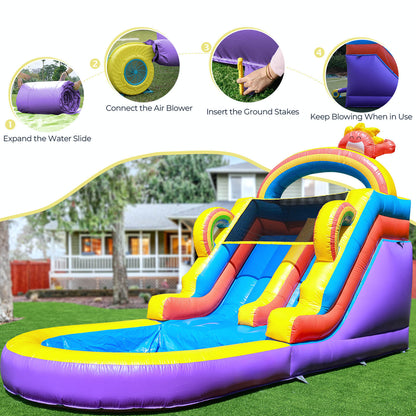 21ft Commercial Rainbow Water Slide Inflatable with Blower Bouncinlife