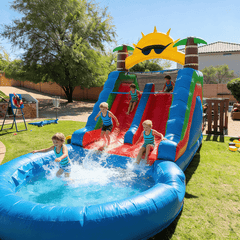 23FT Commercial Dual Water Slide for Kids Adults Heavy Duty Dual Water Slide with Pool Bouncinlife