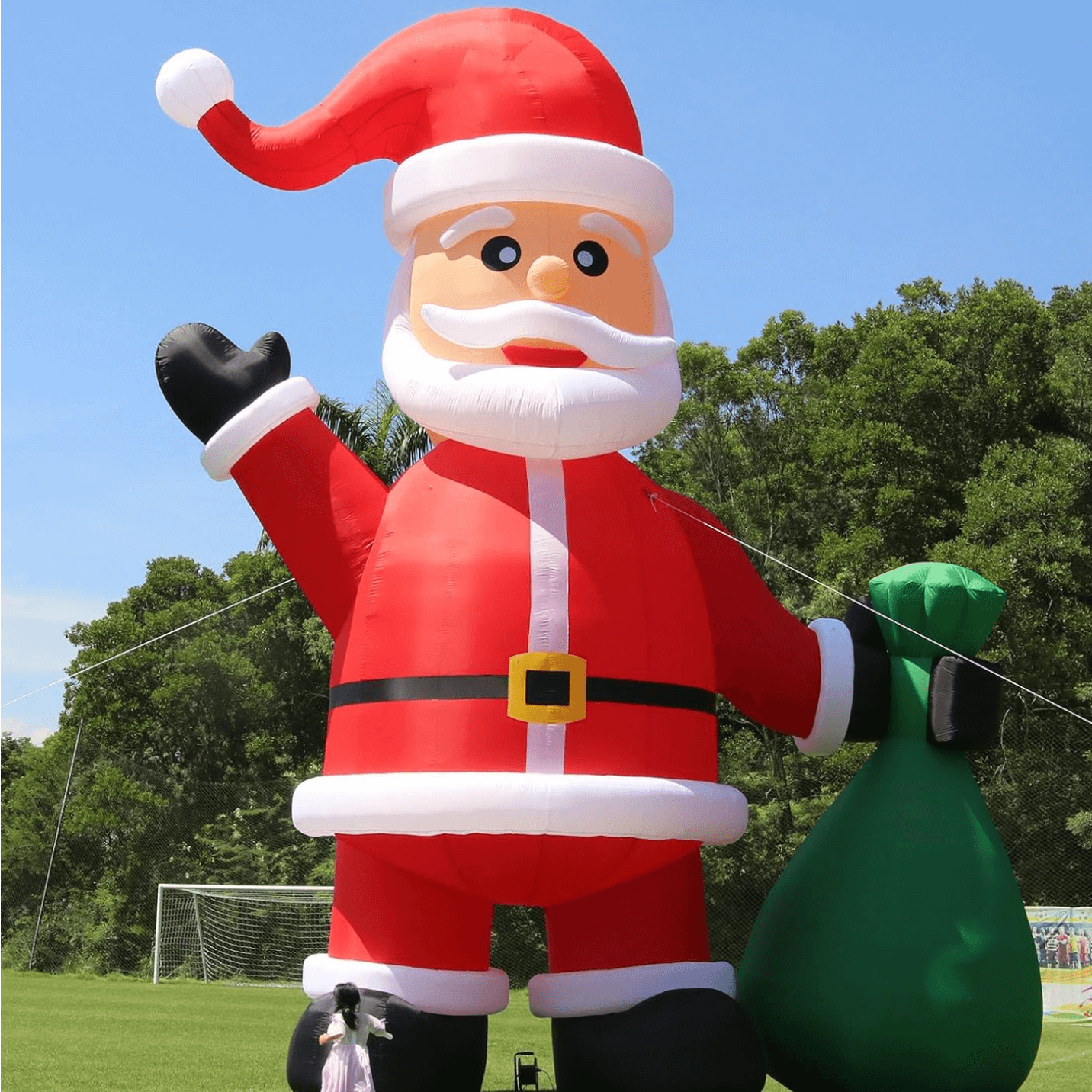 33ft Giant Inflatable Santa Christmas Outdoor Decor with Green Gift Bag